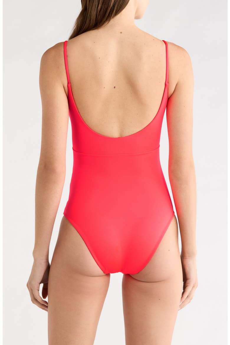 Peak Cutout One-Piece Swimsuit, Alternate, color, RESCUE NEON RED