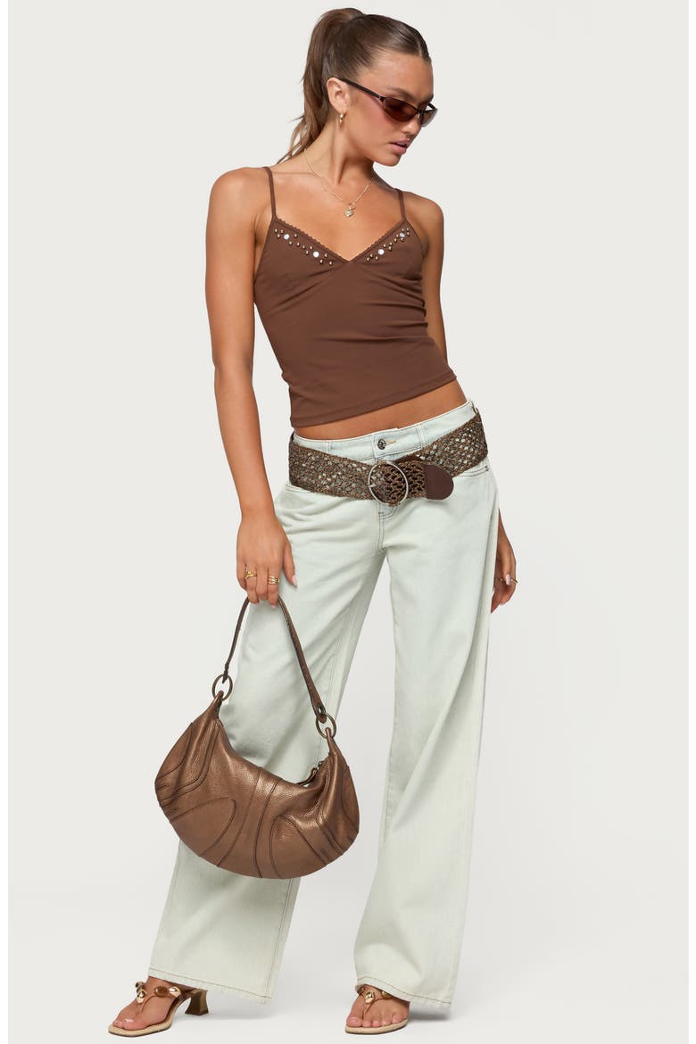 Holland Beaded V-Neck Camisole, Alternate, color, BROWN