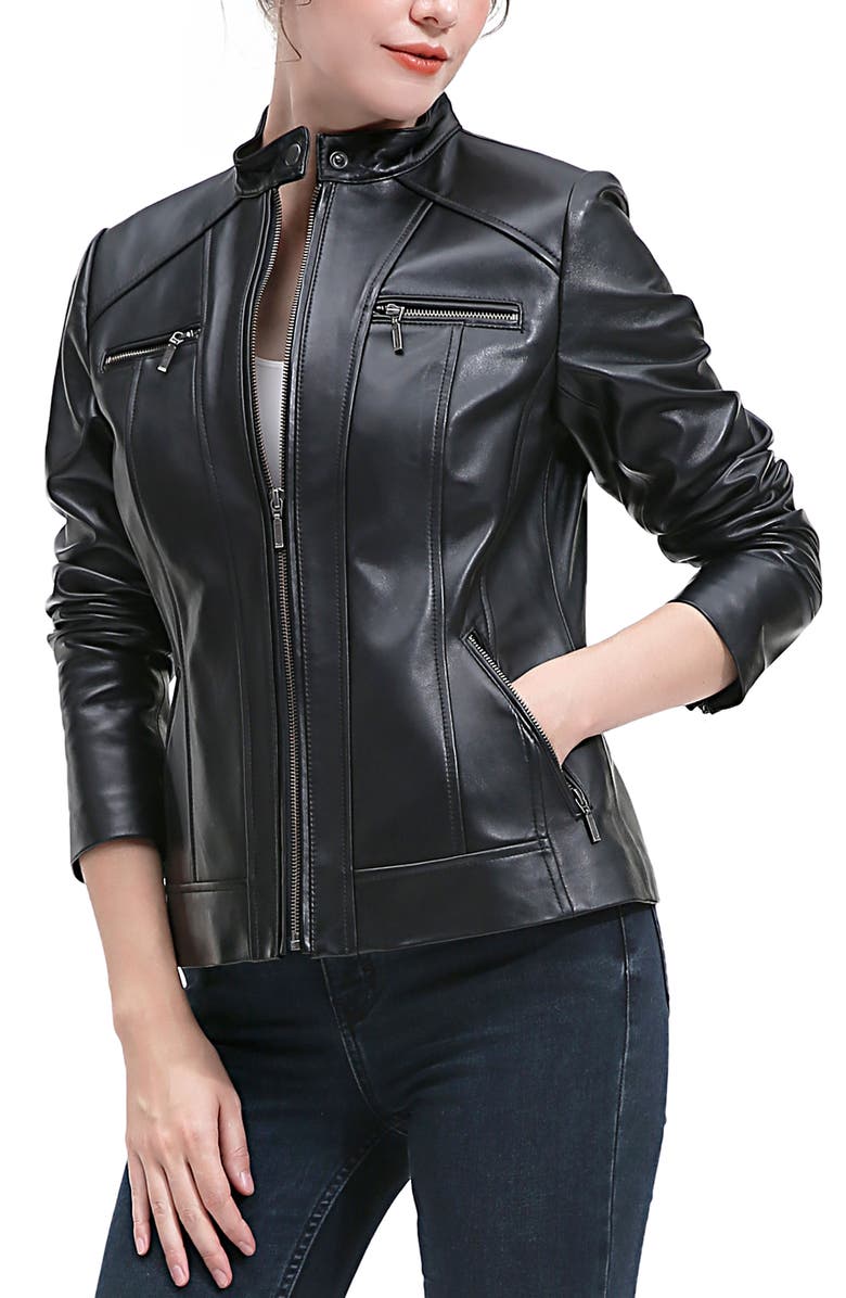 Kimi & Kai Ana Leather Moto Jacket, Alternate, color, Black