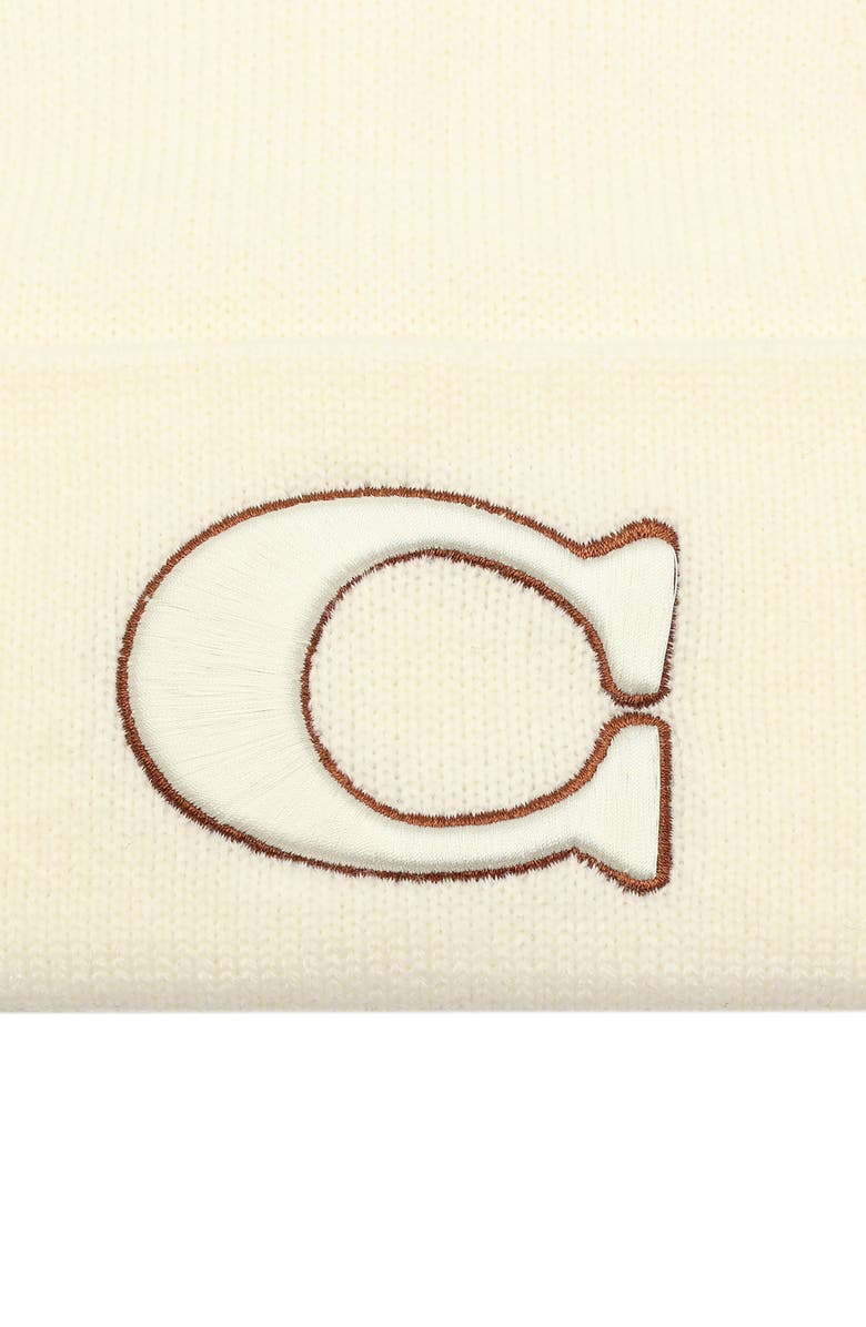 COACH Varsity C Cuff Beanie, Alternate, color, Chalk