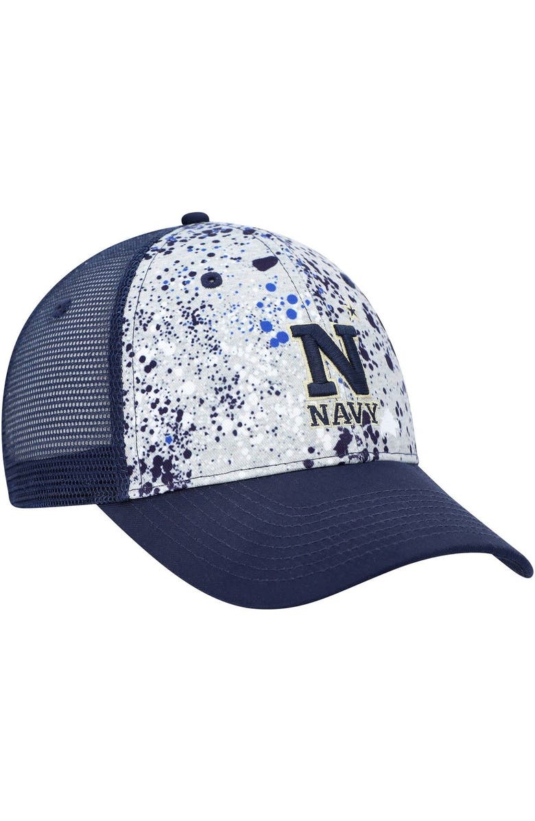 COLOSSEUM Men's Colosseum  Gray/Navy Navy Midshipmen Love Fern Trucker Snapback Hat, Alternate, color, 