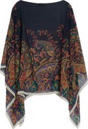 Etro Paisley Print Silk Chiffon Poncho