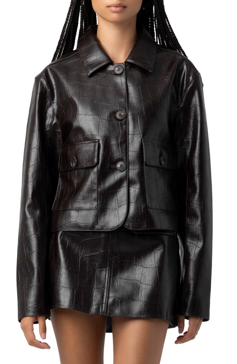 BLANKNYC Embossed Faux Leather Jacket, Main, color, Inner Drive