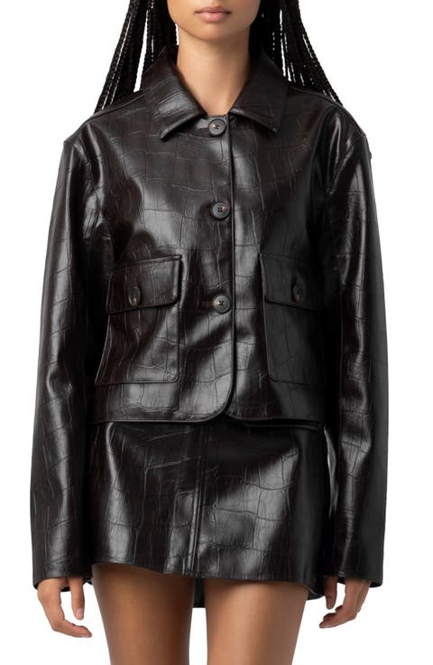 Embossed Faux Leather Jacket