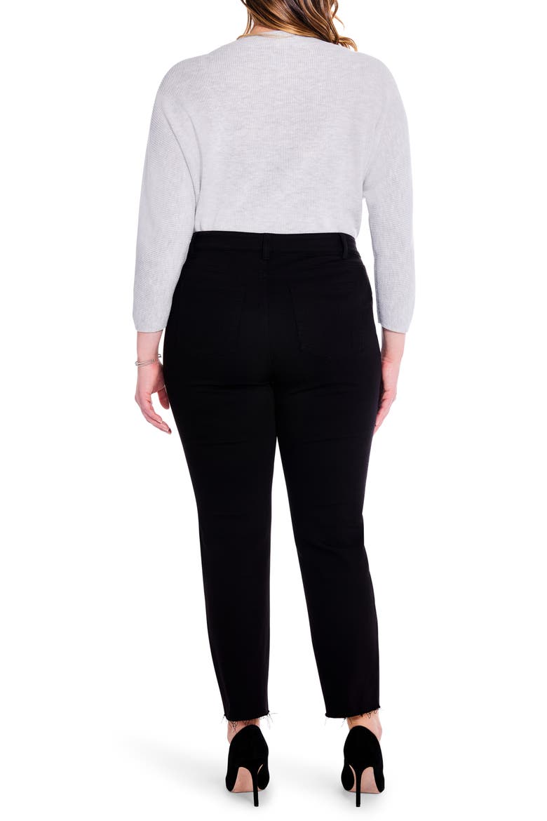 Raw Hem Ankle Straight Leg Jeans, Alternate, color, BLACK DENIM