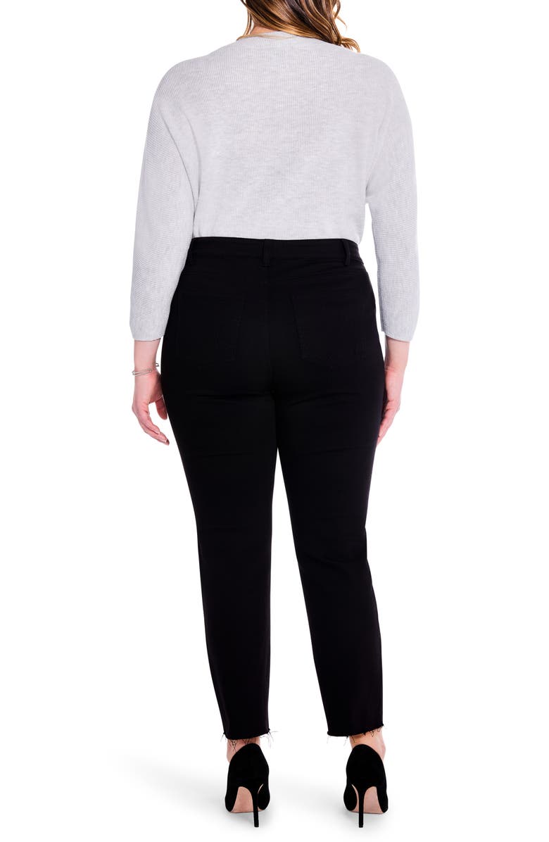 NIC+ZOE Raw Hem Ankle Straight Leg Jeans, Alternate, color, Black Denim