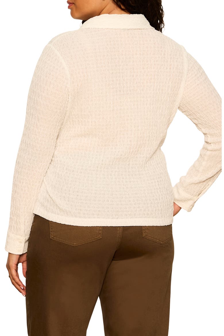Juno Textured Button Front Shirt, Alternate, color, CHALK WHITE