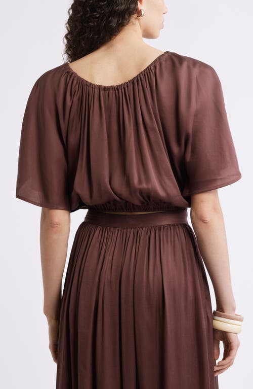 Nordstrom Flutter Sleeve Crop Top In Brown