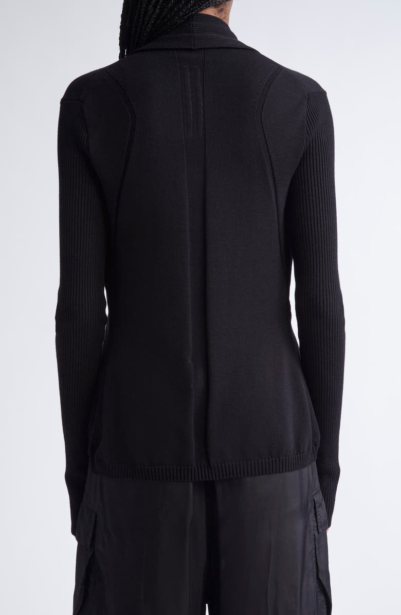 Rick Owens Open Front Rib Cardigan, Alternate, color, Black