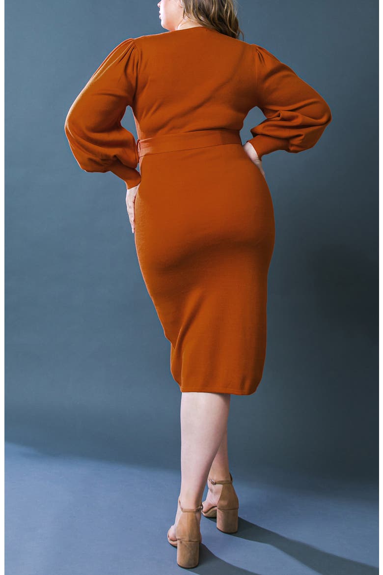 Long Sleeve Midi Sweater Dress, Alternate, color, RUST