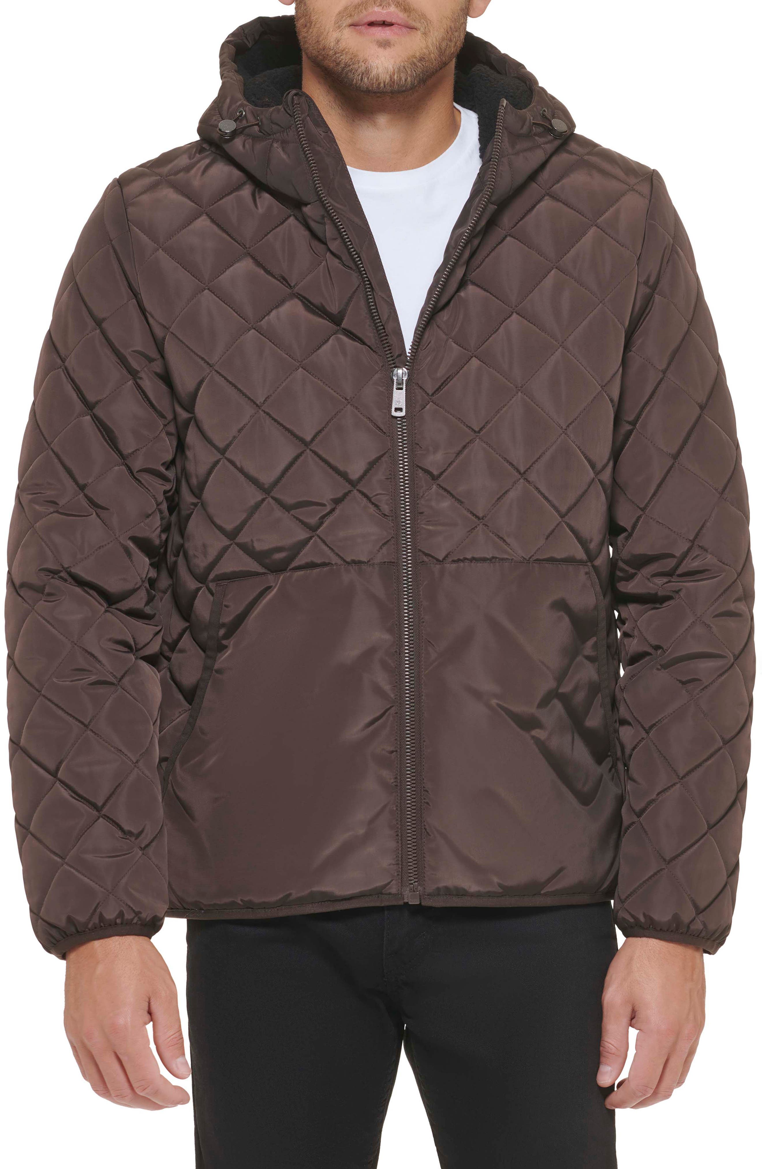Kenneth Cole New York Faux Shearling Lined Hood Quilted Puffer Jacket