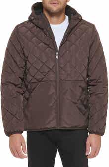 Kenneth Cole New York Faux Shearling Lined Hood Quilted Puffer Jacket