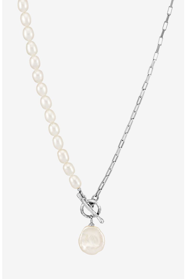 Timeless Keshi Pearl Drop Chain Necklace, Main, color, Sterling Silver