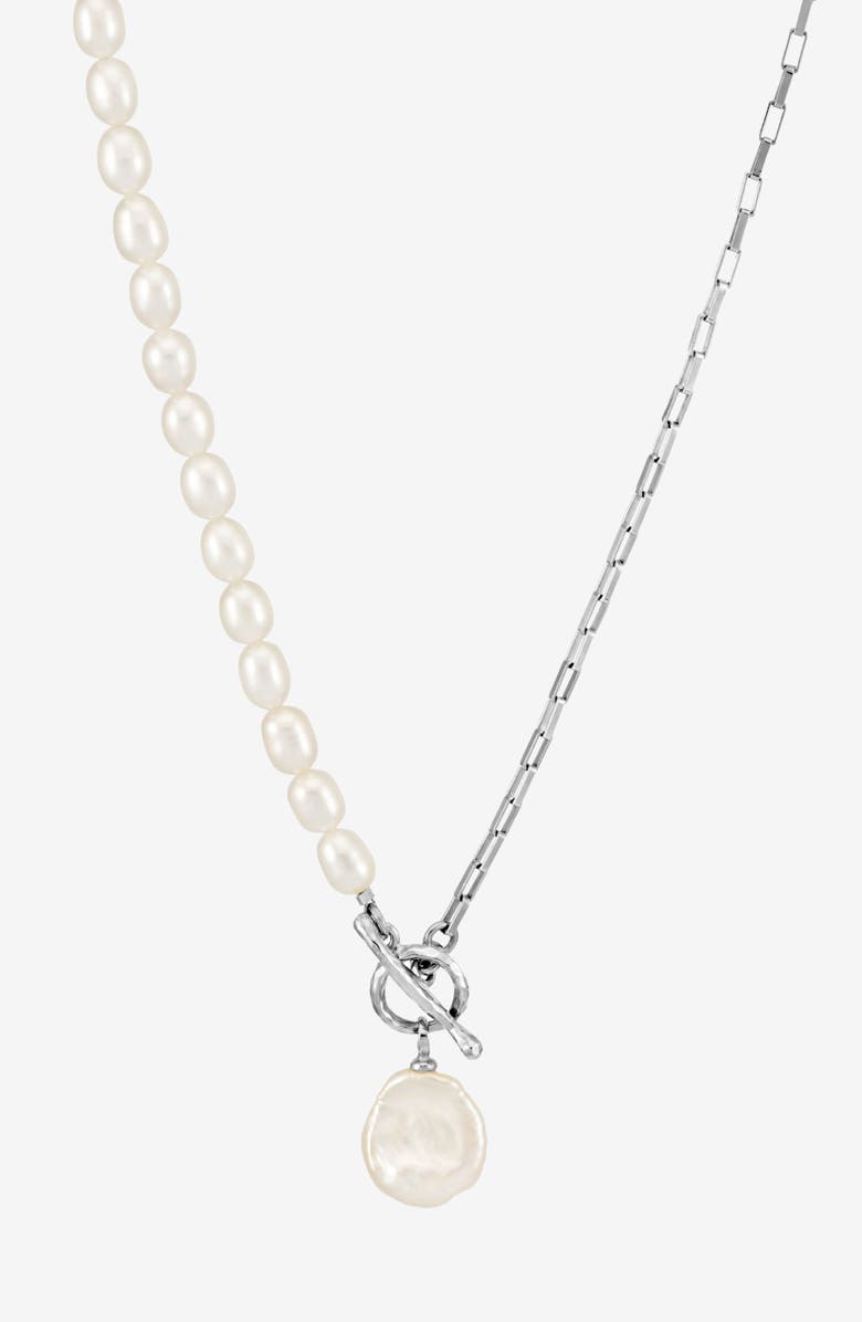 Dower & Hall Timeless Keshi Pearl Drop Chain Necklace, Main, color, Sterling Silver