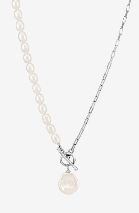 Timeless Keshi Pearl Drop Chain Necklace