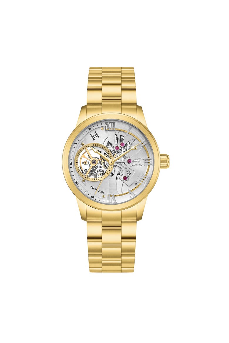 August Semi-Skeleton Automatic Watch, Main, color, Gold