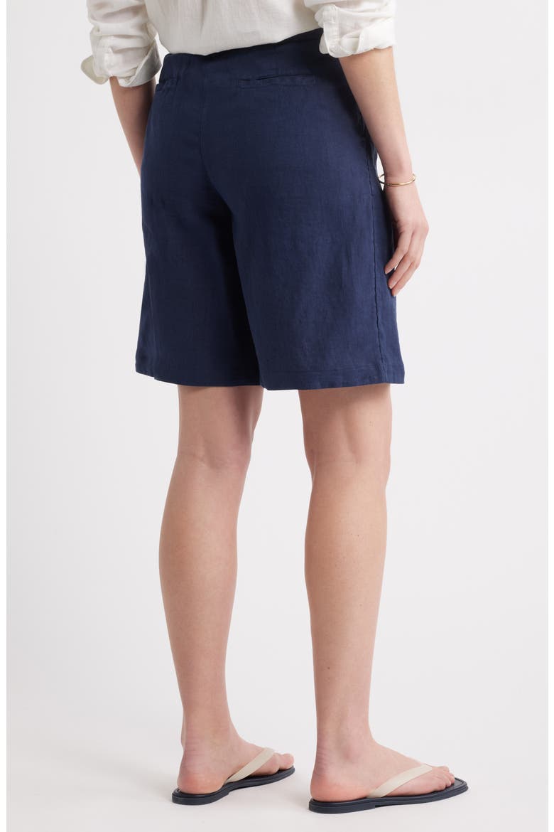 Easy Waist Linen Bermuda Shorts, Alternate, color, NAVY BLAZER