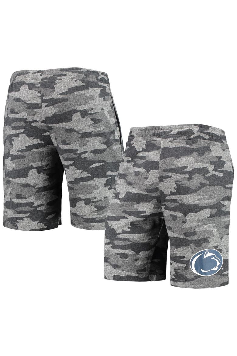 Men's Concepts Sport Charcoal/Gray Penn State Nittany Lions Camo Backup Terry Jam Lounge Shorts, Main, color, Charcoal