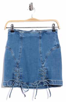 Dolly Lace Up Denim Miniskirt