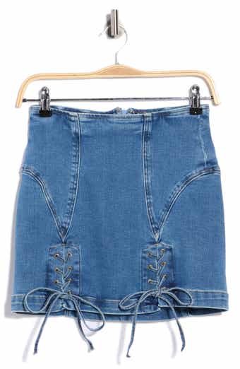 Dolly Lace Up Denim Miniskirt