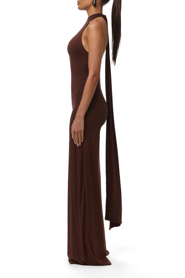 Smooth Halter Wide Leg Jumpsuit, Alternate, color, CHOCOLATE