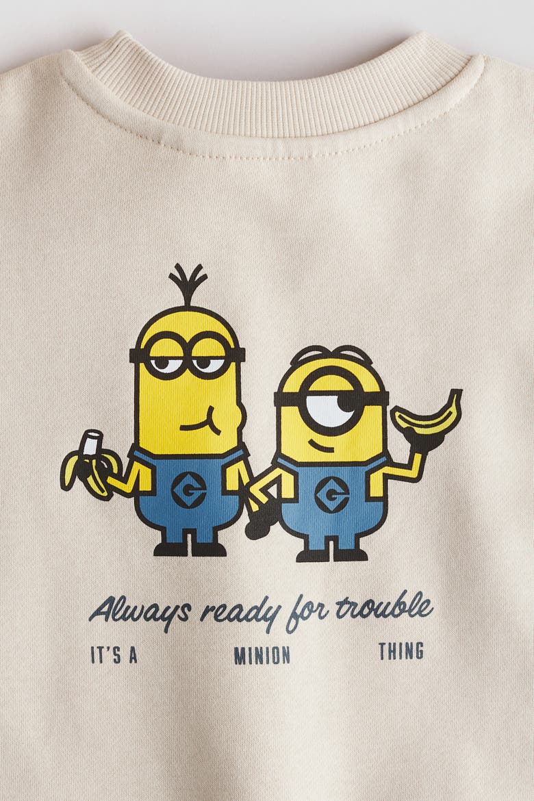 2-piece Printed Sweatshirt Set, Alternate, color, Light beige/Minions