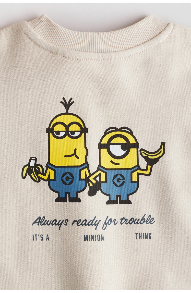 H&M 2-piece Printed Sweatshirt Set, Alternate, color, Light Beige/Minions