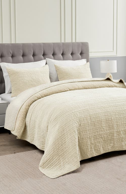 Melange Home Tamara Velour Quilt 3-piece Set In Ivory