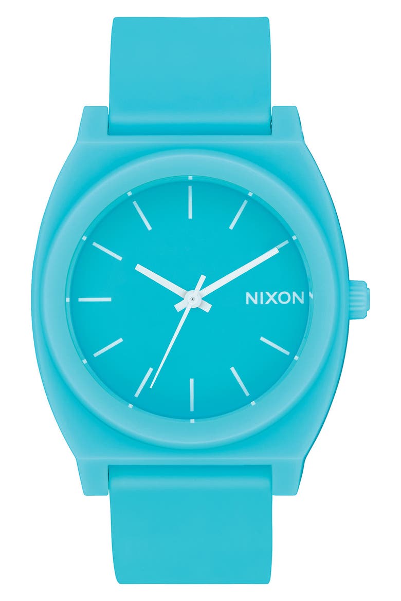 Time Teller P Polyurethane Strap Watch, 40mm, Main, color, MINERAL JADE