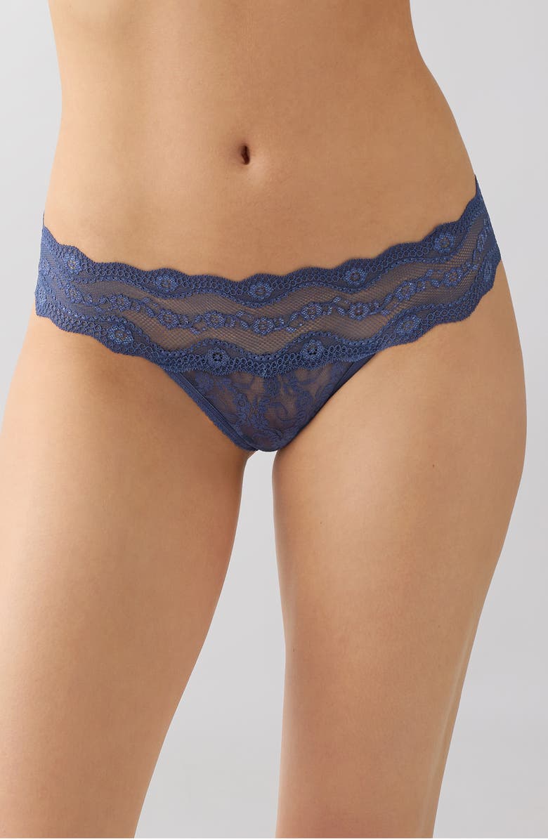 b.tempt'd by Wacoal 'Lace Kiss' Thong, Main, color, Crown Blue