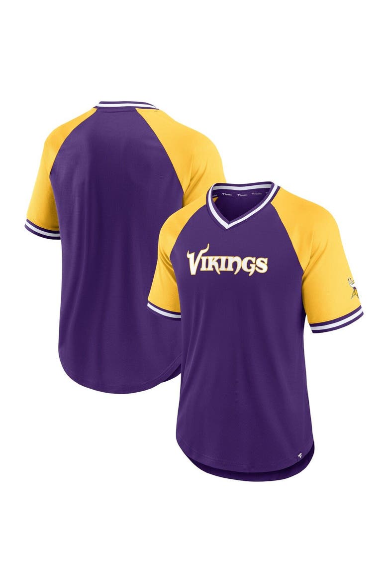 Men's Fanatics Branded Purple/Gold Minnesota Vikings Second Wind Raglan V-Neck T-Shirt, Main, color, Purple
