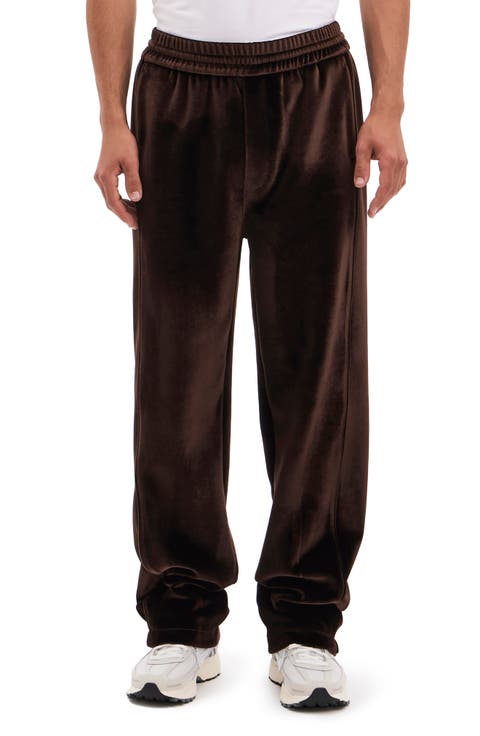 Marrone Straight Leg Stretch Velvet Pants