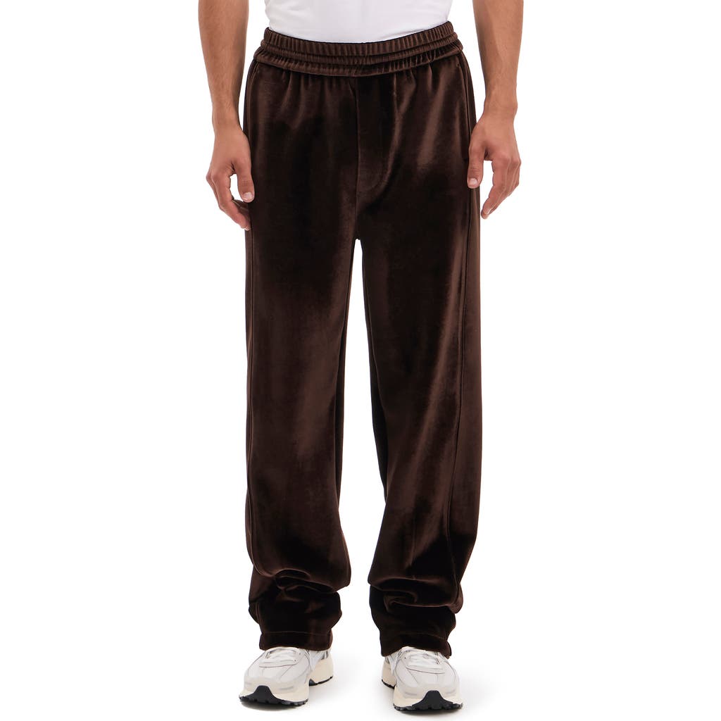 Vayder Marrone Straight Leg Stretch Velvet Pants In Walnut