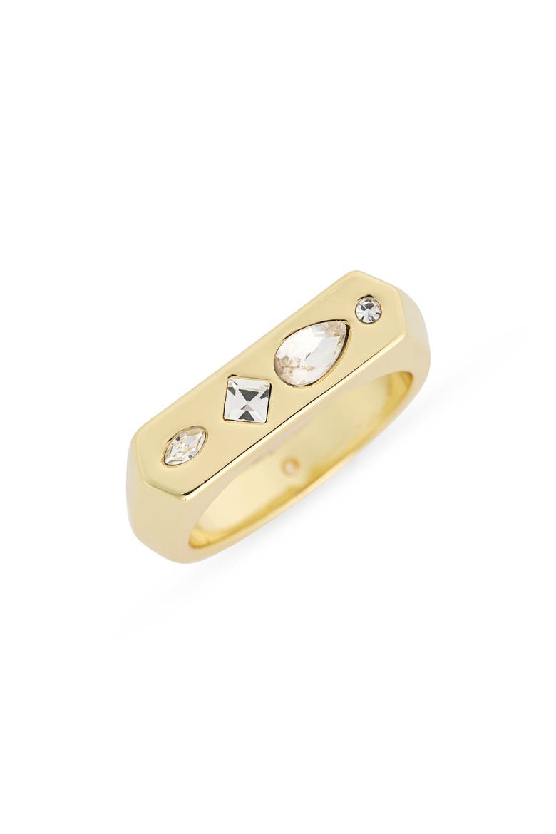 Cubic Zirconia Signet Ring, Main, color, CLEAR/ GOLD