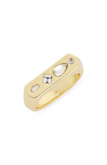 Covet Cubic Zirconia Signet Ring In Gold