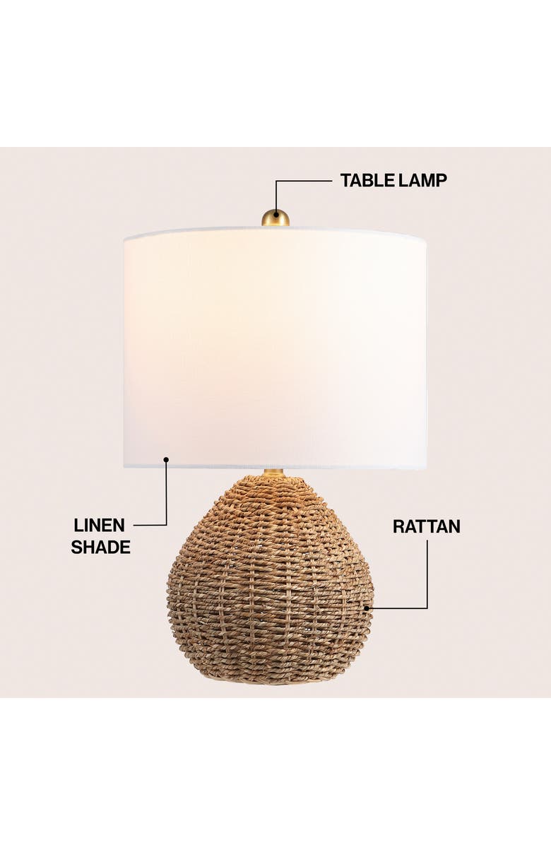 JONATHAN Y Kona Classic Rattan/Iron LED Table Lamp, Alternate, color, Brown