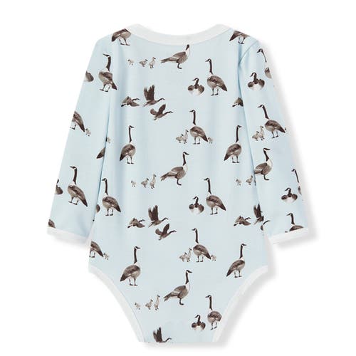 Milkbarn Luxe Stretch Long Sleeve One Piece In Blue
