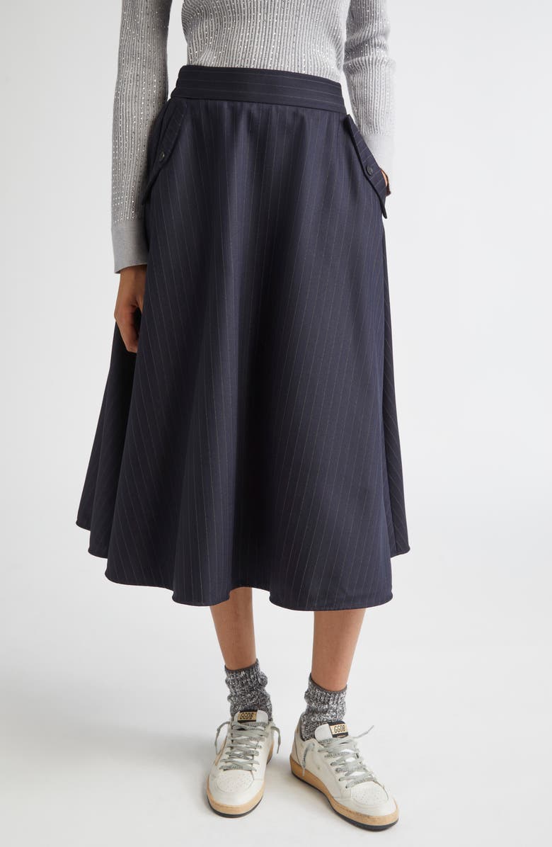 Golden Goose Journey Pinstripe Wool Blend Circle Skirt, Main, color, 