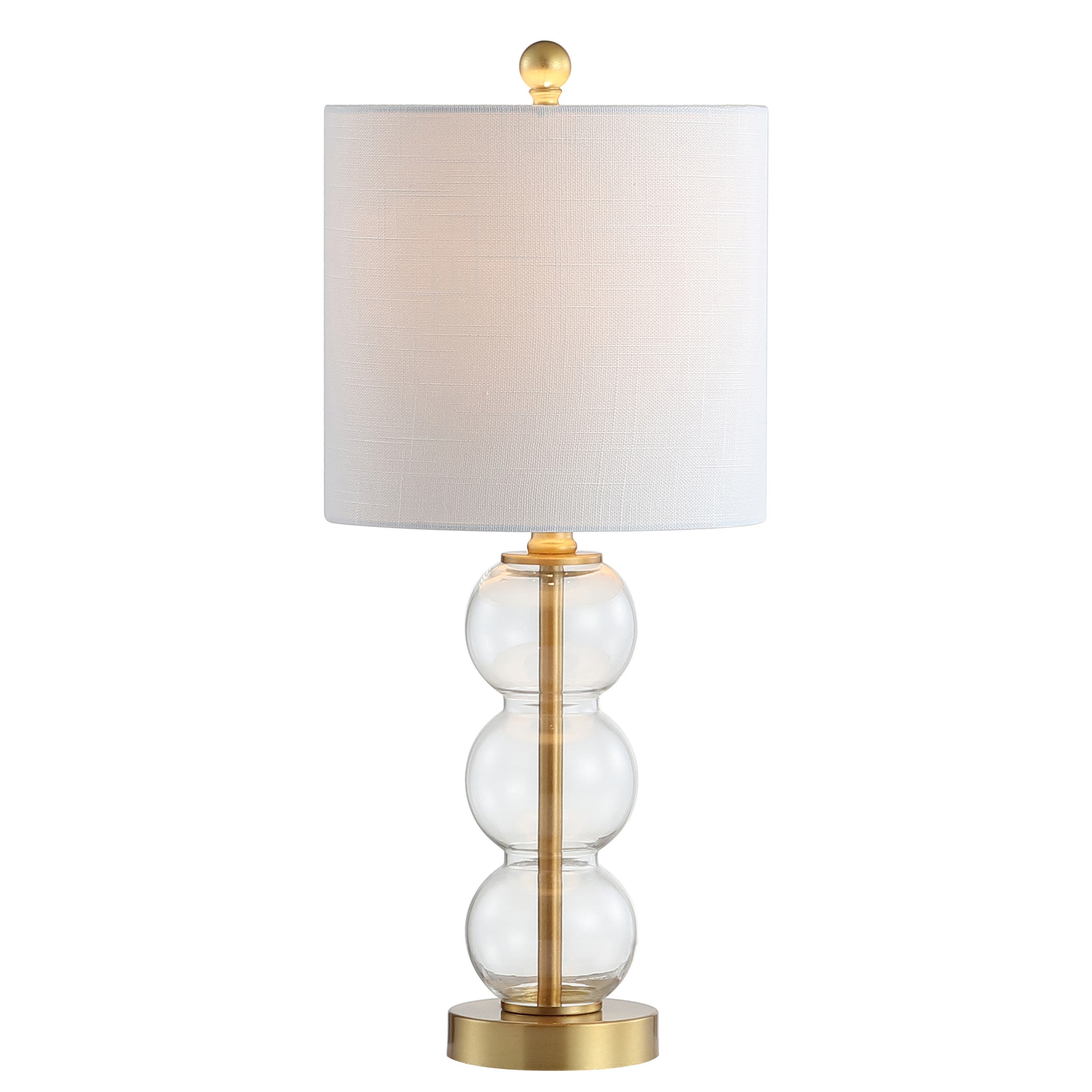 JONATHAN Y February Glass/Metal LED Table Lamp - Clear/Brass Gold