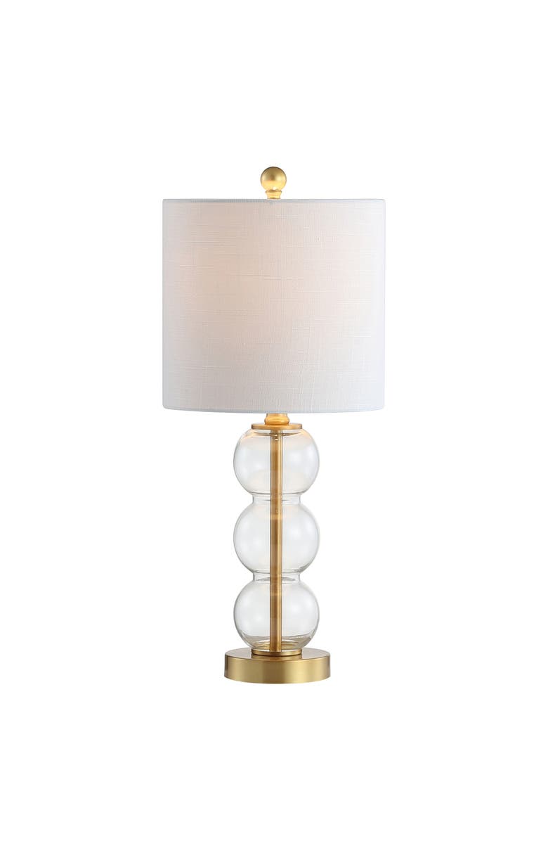 JONATHAN Y February Glass/Metal LED Table Lamp, Main, color, Clear/Brass Gold