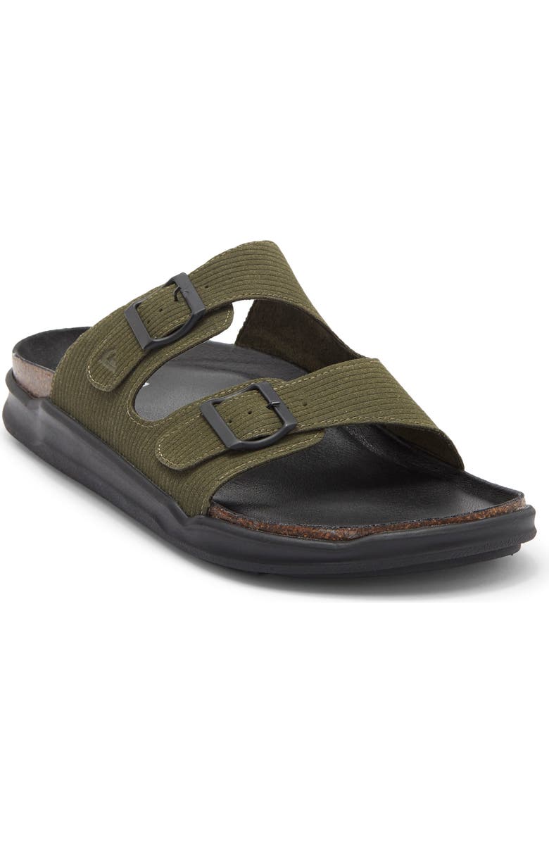 Quiksilver Deck Slide Sandal, Main, color, Dark Green/ Tan/ Black