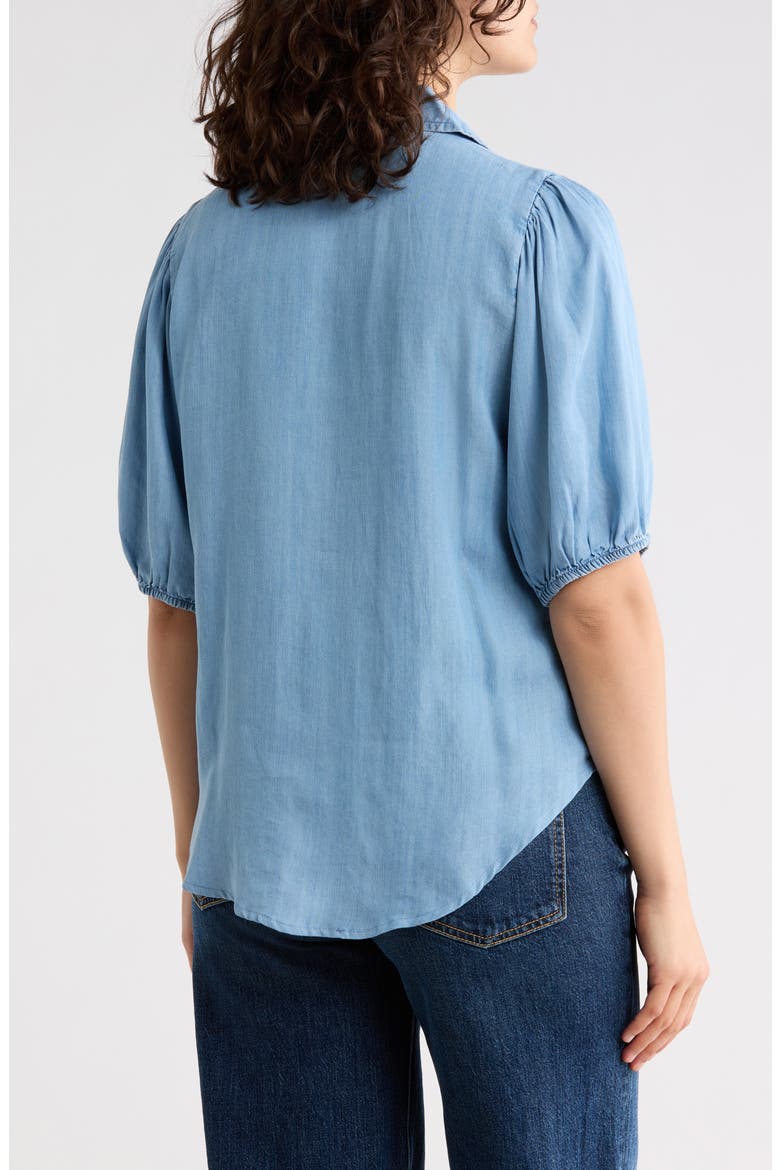 Lida Short Sleeve Denim Button-Up Shirt, Alternate, color, LIGHT WASH