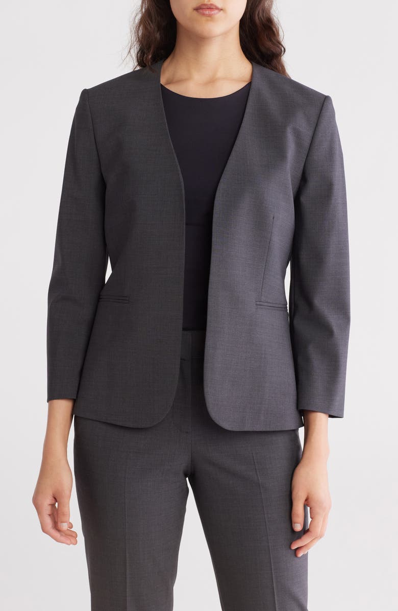 Theory Lindrayia Stretch Wool Blazer Jacket, Main, color, Charcoal