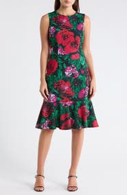 Julia Jordan Floral Sleeveless Ruffle Hem Midi Dress