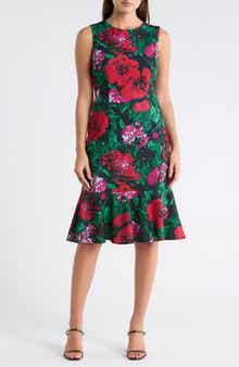 Julia Jordan Floral Sleeveless Ruffle Hem Midi Dress