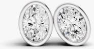 SEREIA OFFICIAL 14K Gold Studs 0.25 Carat Earrings Oval Bezel
