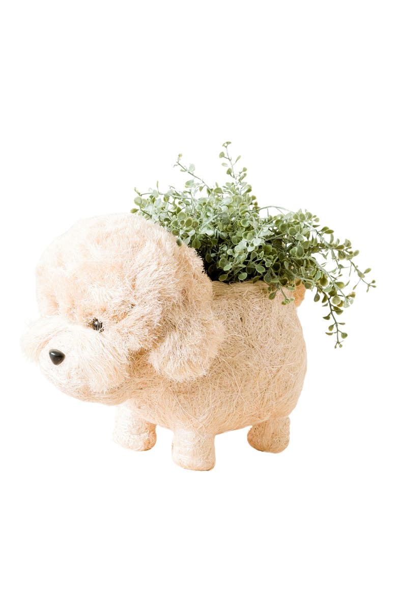 LIKHA Poodle Handwoven Planter, Main, color, White