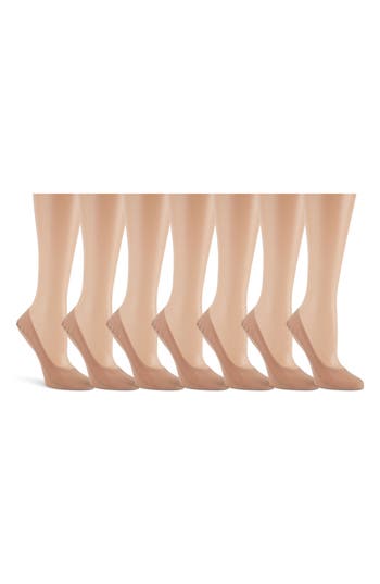 Laundry By Shelli Segal 7-pack Solid Laser-cut Liner Socks In Neutral