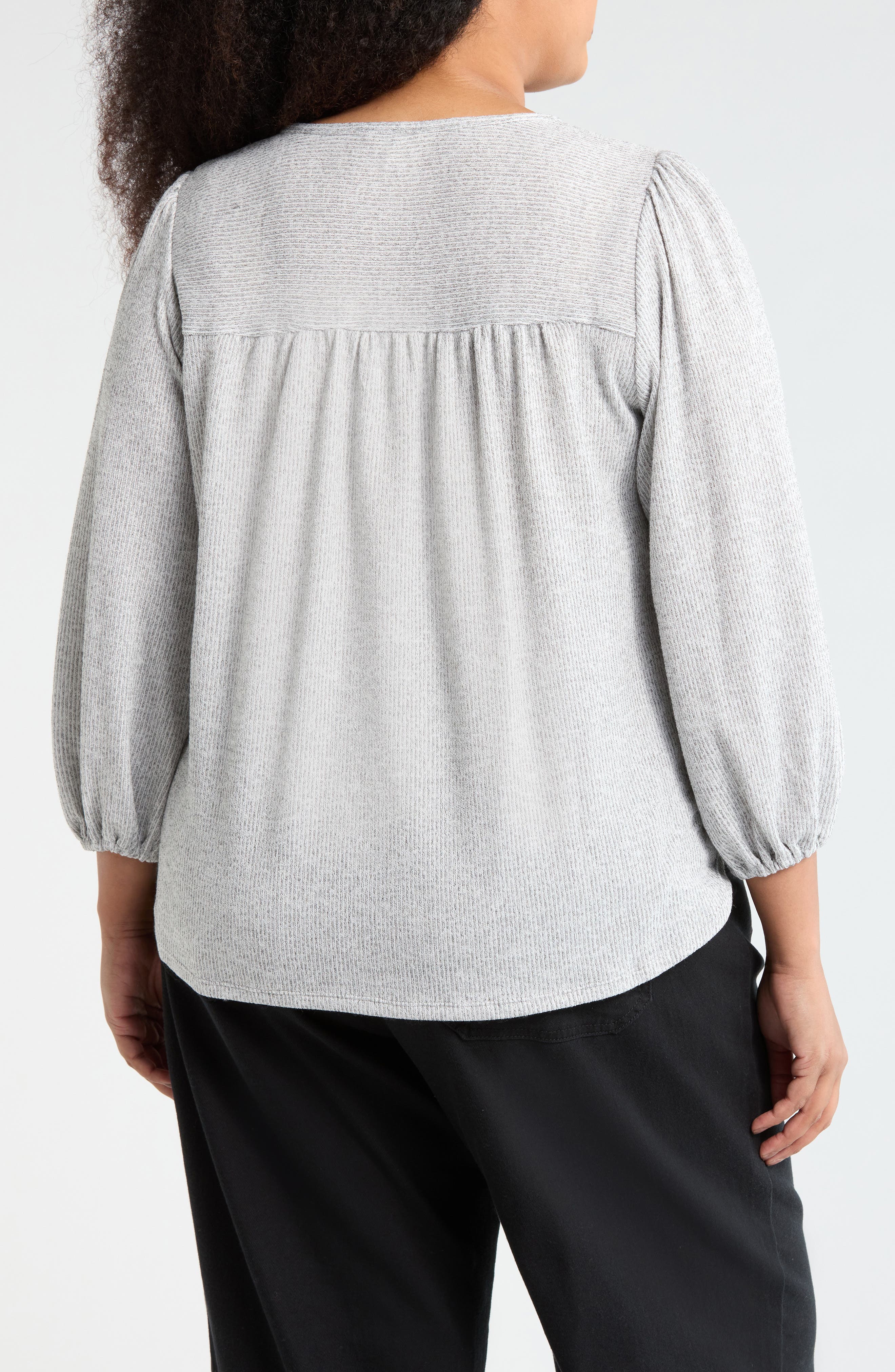 Three-Quarter Sleeve Henley Top - image 2