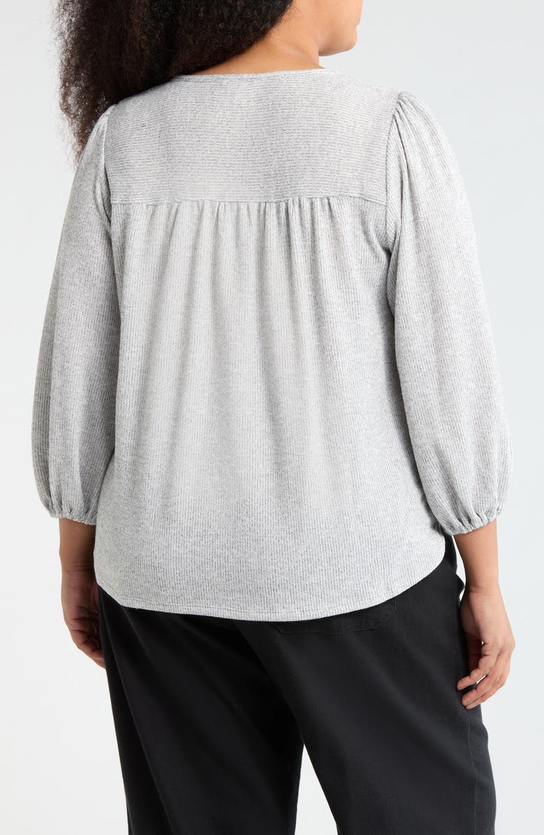 MAX STUDIO Three-Quarter Sleeve Henley Top, Alternate, color, Grey